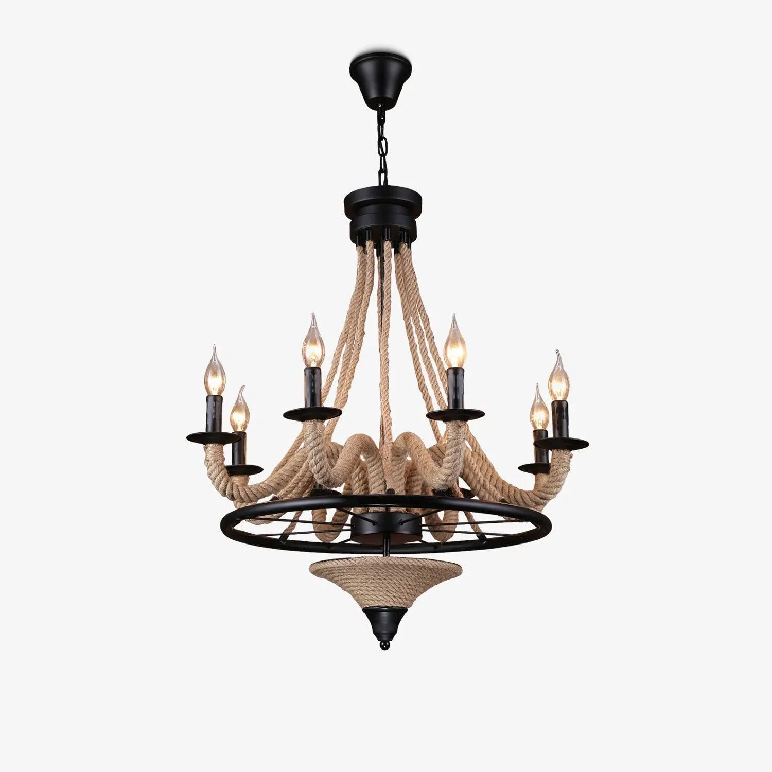 Genuine Vintage Hemp Rope Chandelier Eco-Friendly