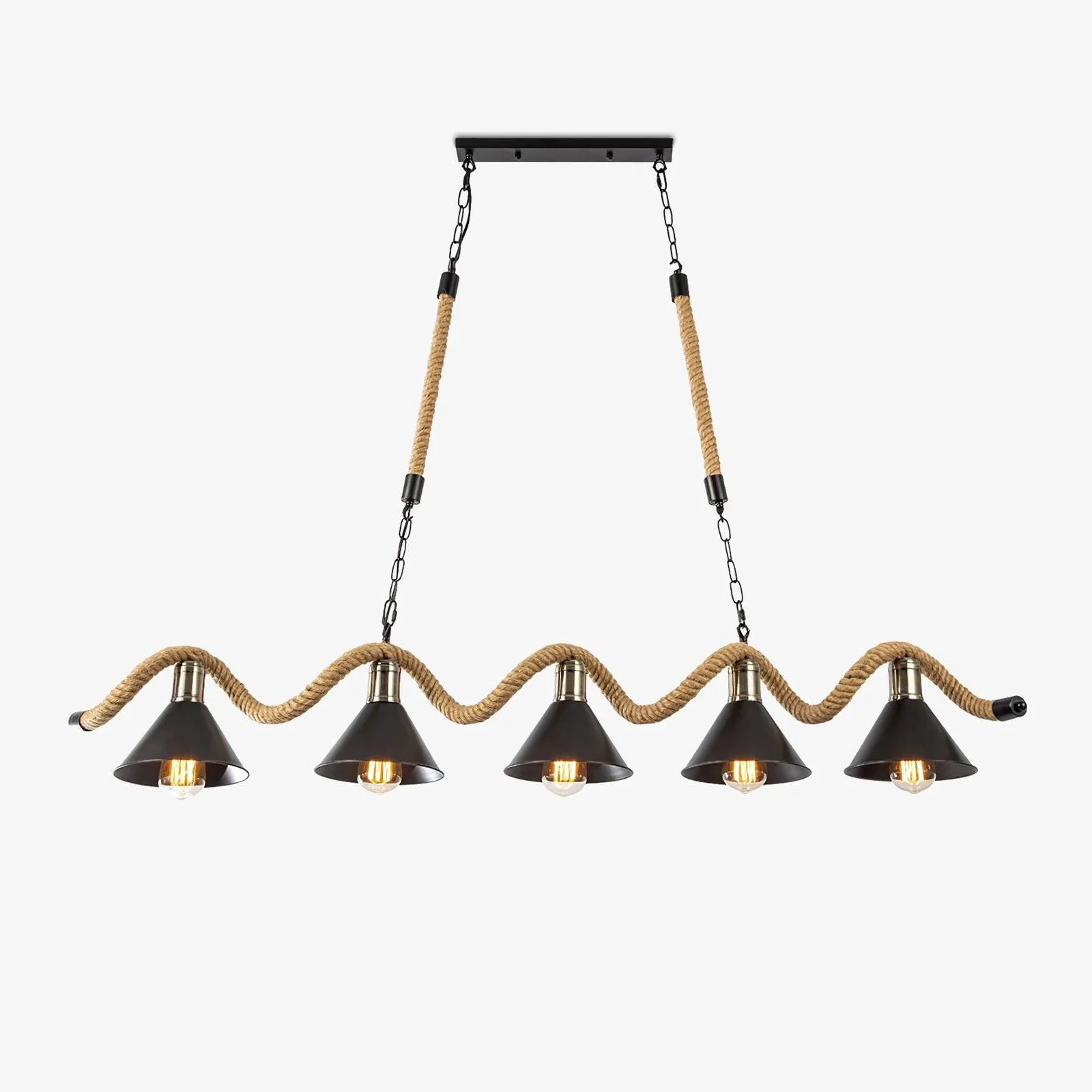 Detailed Wavy Hemp Rope Chandelier Recyclable