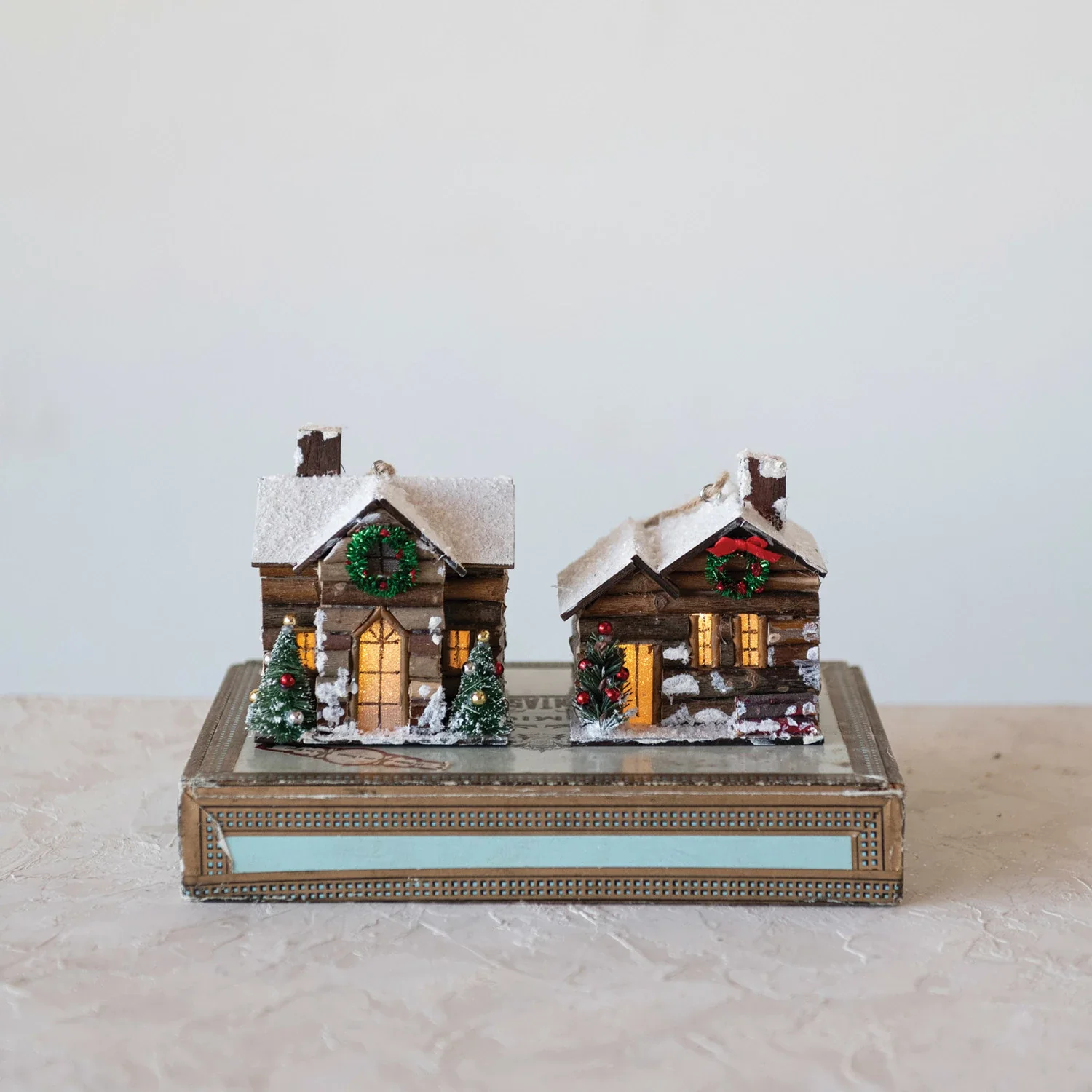 Premium Material Wood Cabin Ornaments with LED Lights Responsible