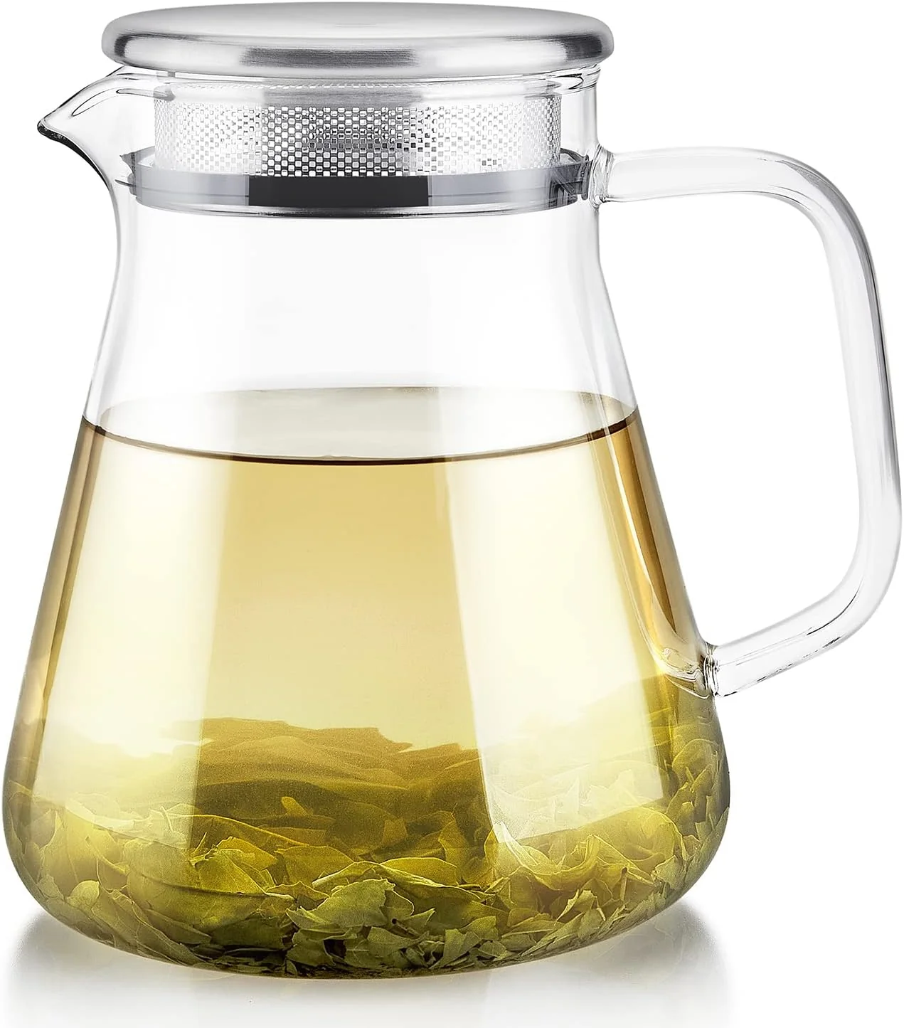 Fashionable Teabloom One-Touch Tea Maker 2-in-1 Teapot and Kettle with Stainless Steel Filter Lid for Loose Tea – Stain- Borosilicate Glass Teapot 27 Oz Efficient