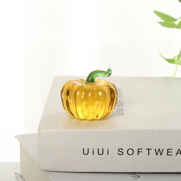 Fine Crafted Yellow Glass Pumpkin Figurine Original Design