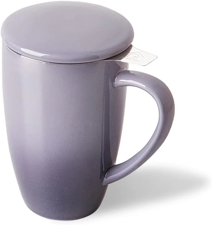 High-Quality Sweejar Porcelain Tea Infuser Mug with Lid 16 oz Teacup with Strainers for Loose Leaf Tea Microwave and Dishwasher Safe Coffee Mug Gradient Purple Innovative