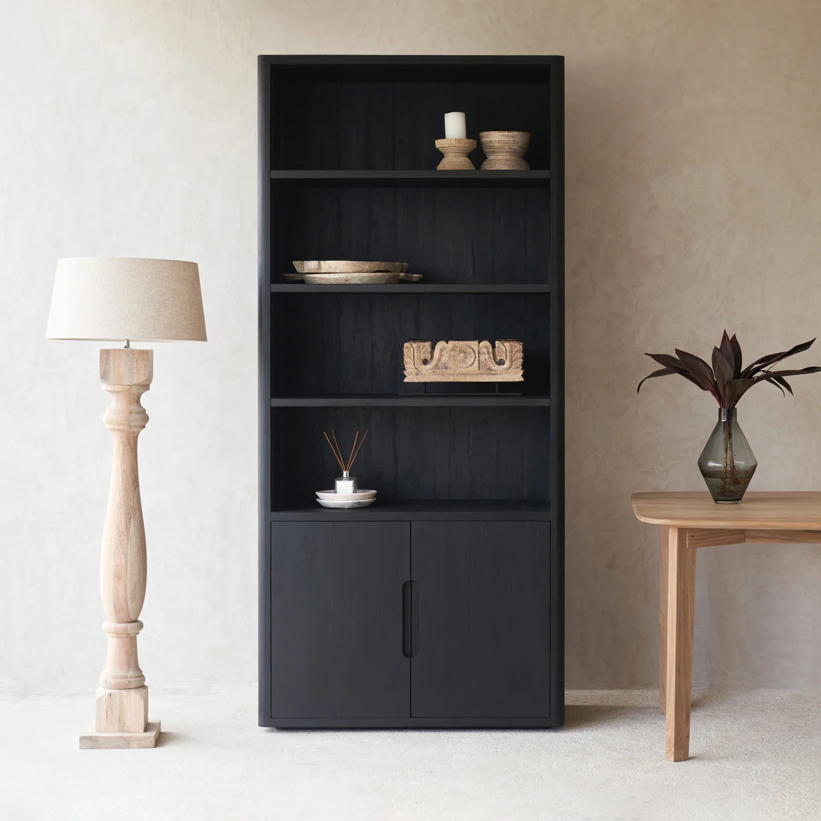Healthy Java Bookcase Old Teak - Black 100cm Authentic
