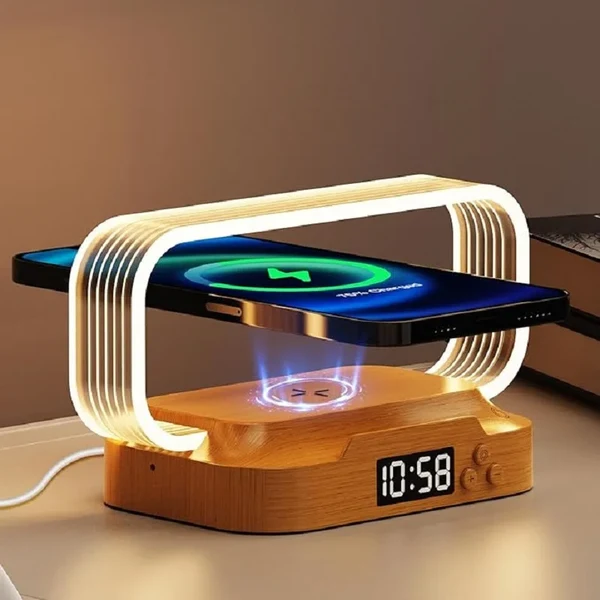 Reusable Modern Multifunctional Bedside Lamp with Wireless Charging Healthy
