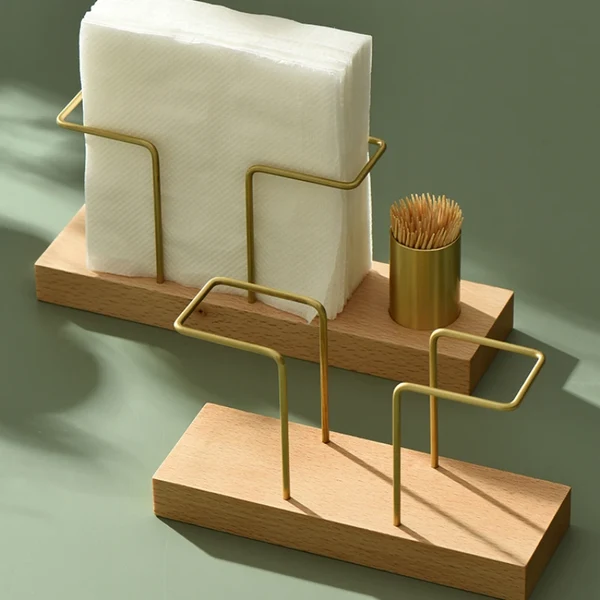 Natural Modern Wooden Napkin Holder Casual