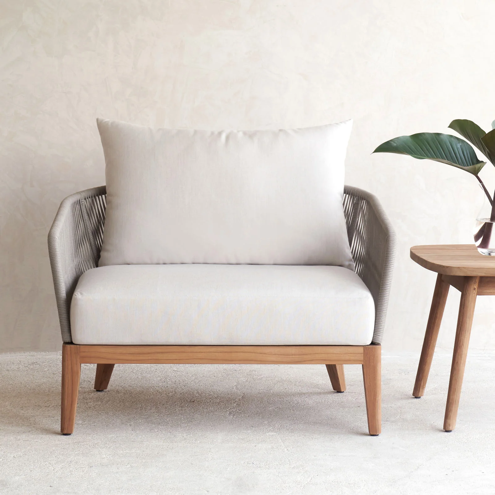 Solid Avalon Outdoor Armchair Teak Frame - Marble 90cm Durable