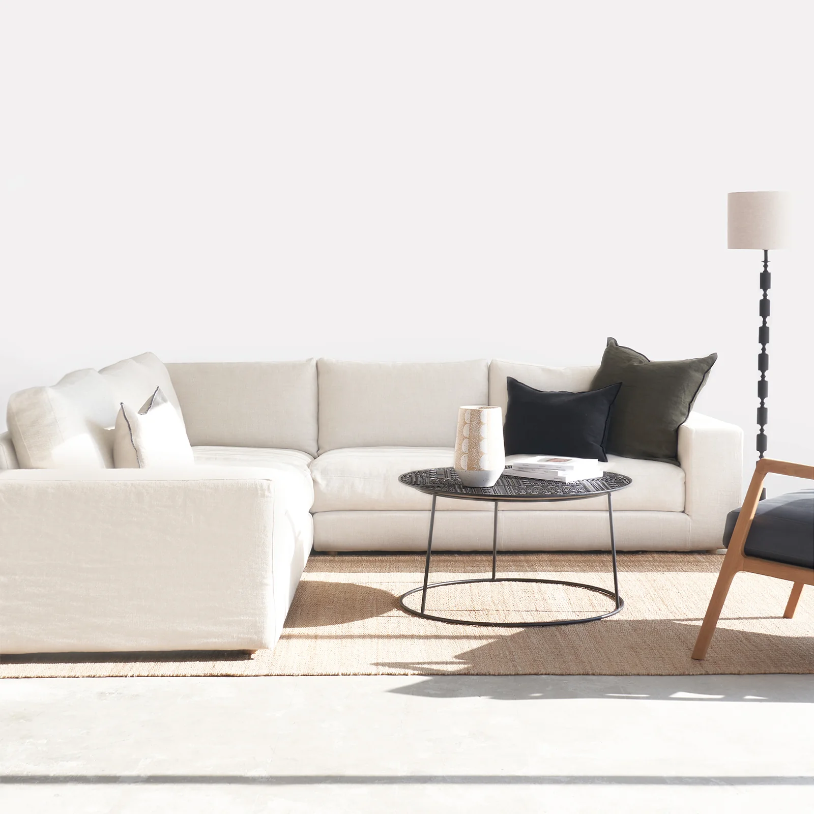 Fast Hansen Corner Fabric Sofa Sand 279cm Exclusive