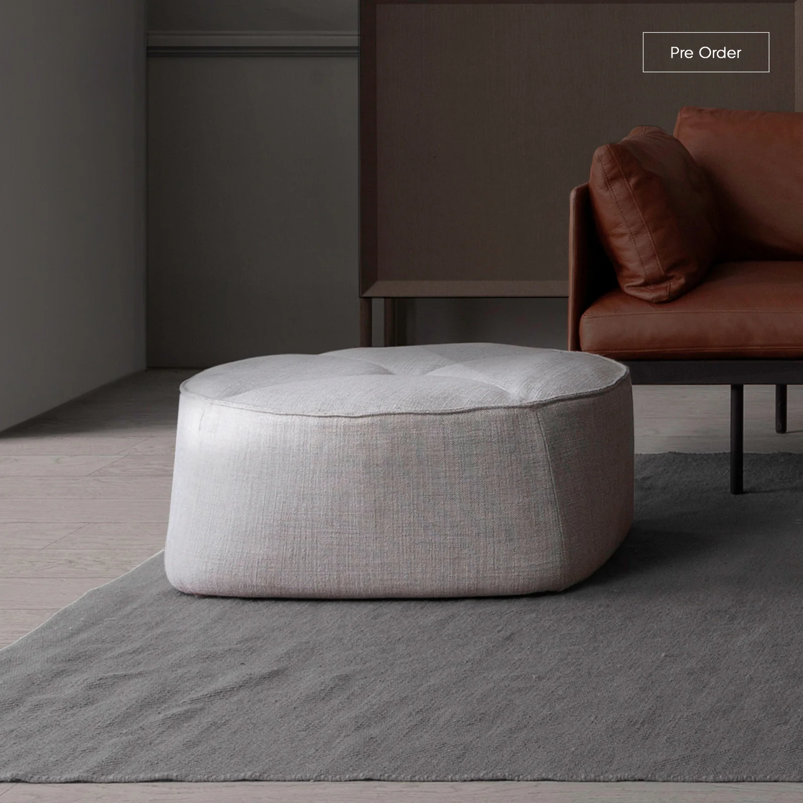 Organic Arbor Ottoman Bespoke Fabric Leather 73cm Smooth
