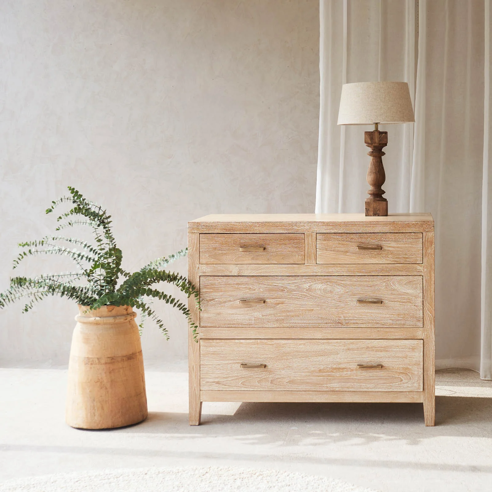 Refined Ledge Chest of Drawers Old Teak - Whitewash Original