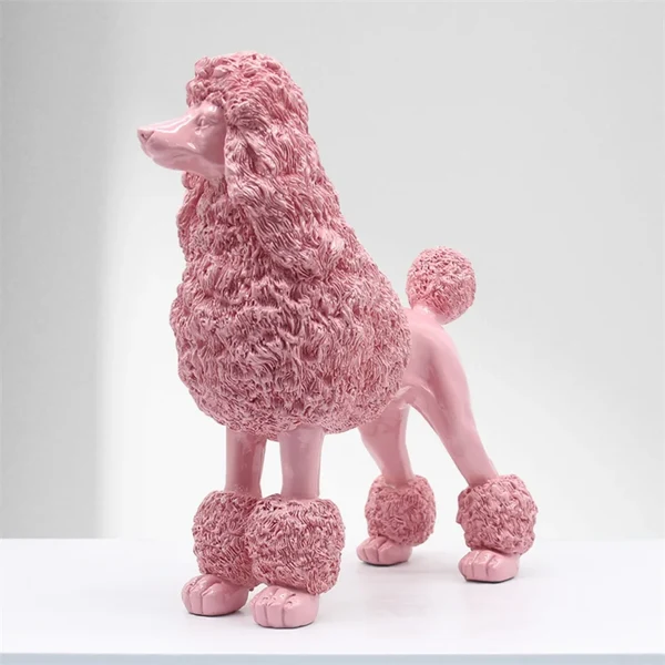 Genuine Modern Pink Resin Poodle Figurine Smart