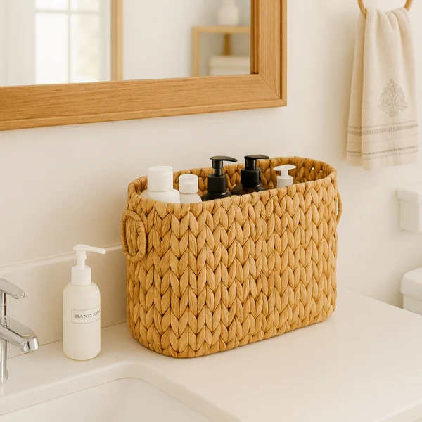 Innovative Woven Rattan Style Desktop Storage Basket Superior