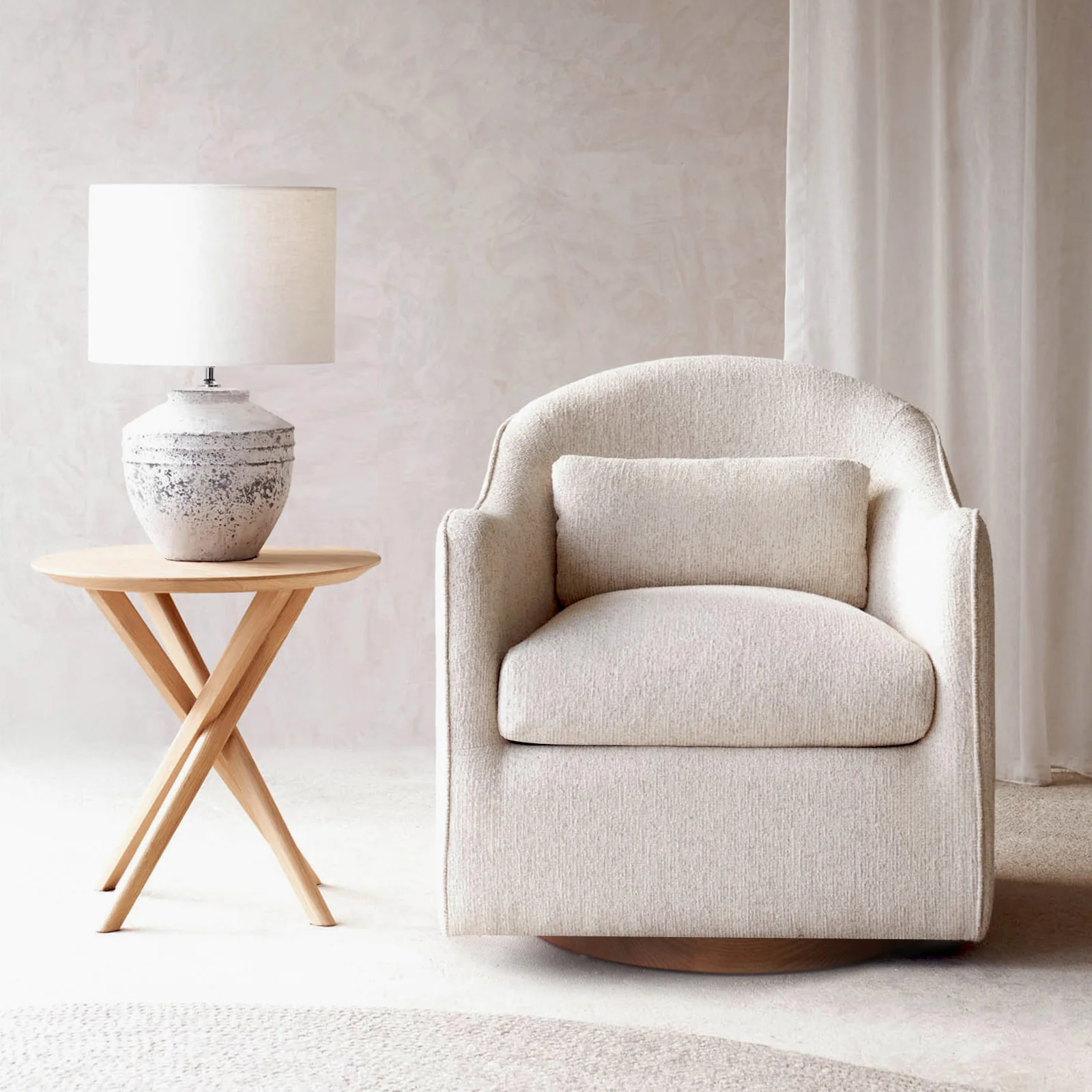 Enhanced Millie Swivel Armchair Alabaster Crafted