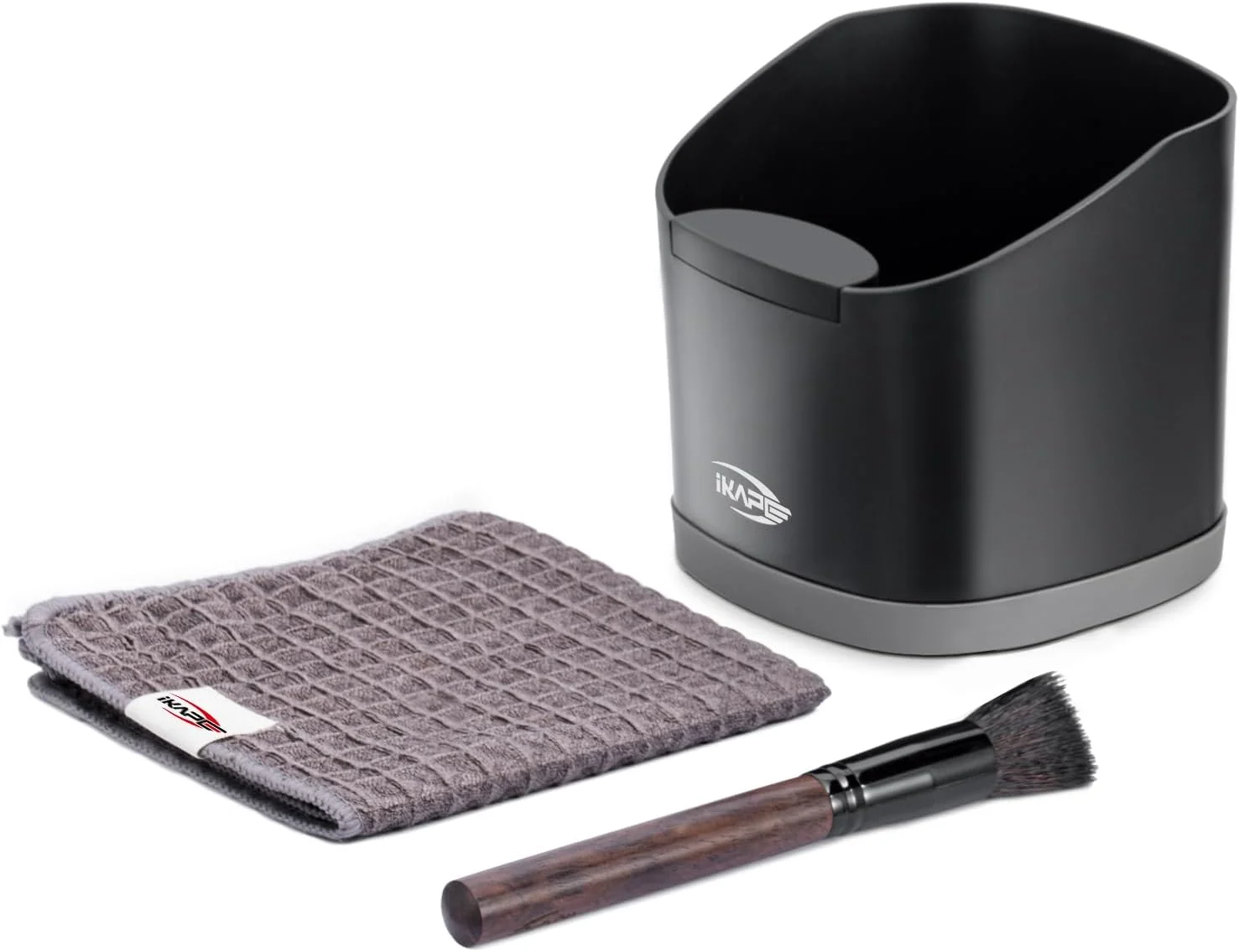 Pure Ikape Espresso Kit 3 IN 1 Espresso Knock Box Cleaning Towel Brush for Barista-Grade Maintenance - Black Espresso Machine Coffee Puck Disposal Box Refined