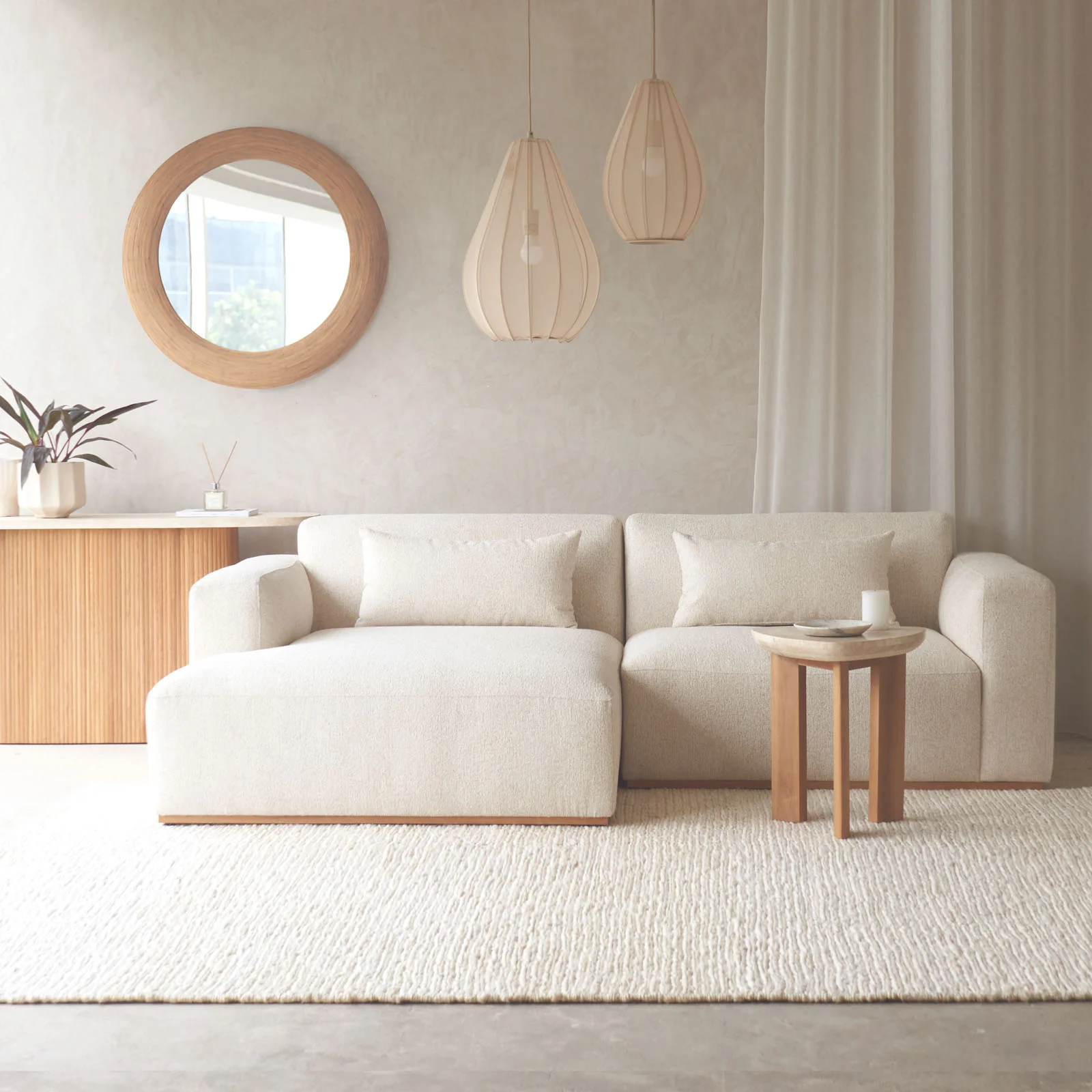 Genuine Komo Modular L Shape Sofa Alabaster 242cm Durable