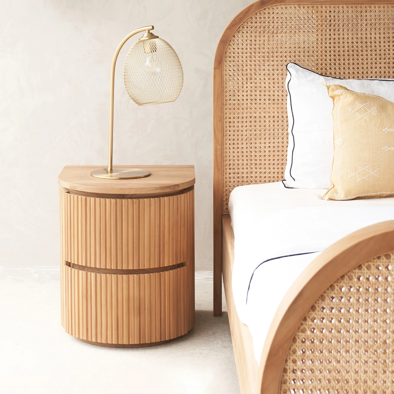 Secure Moher Bedside Table Teak 51cm Verified