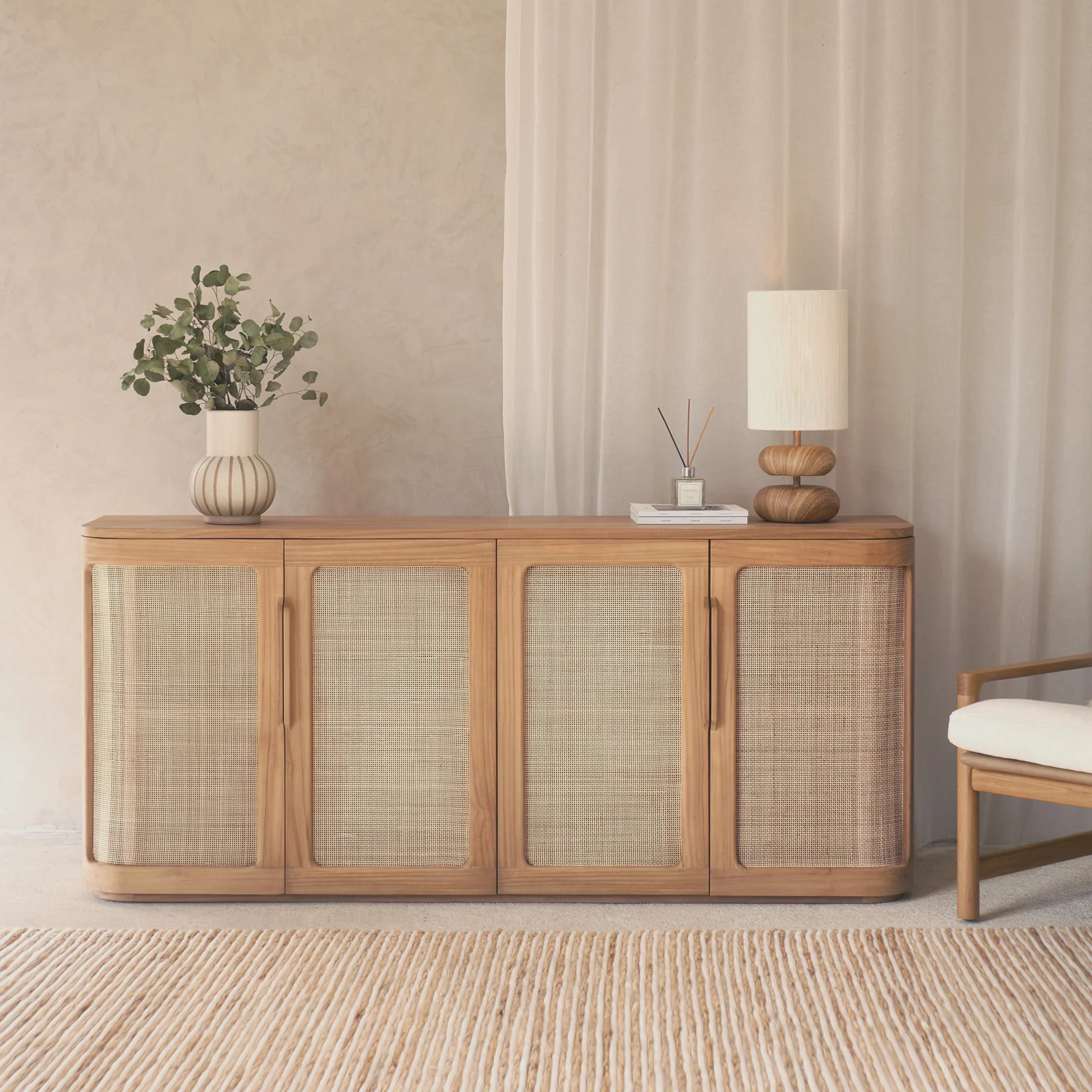 Selected Rocco Rattan Sideboard Teak 180cm Recyclable