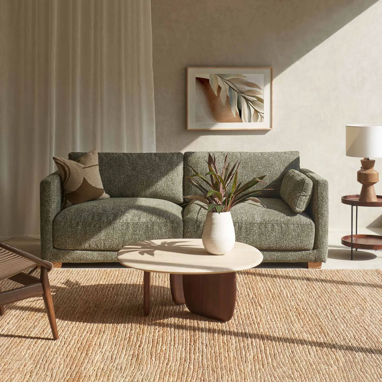 Prestigious Laurent Fabric Sofa 3 Seater - Moss 221cm Stylish