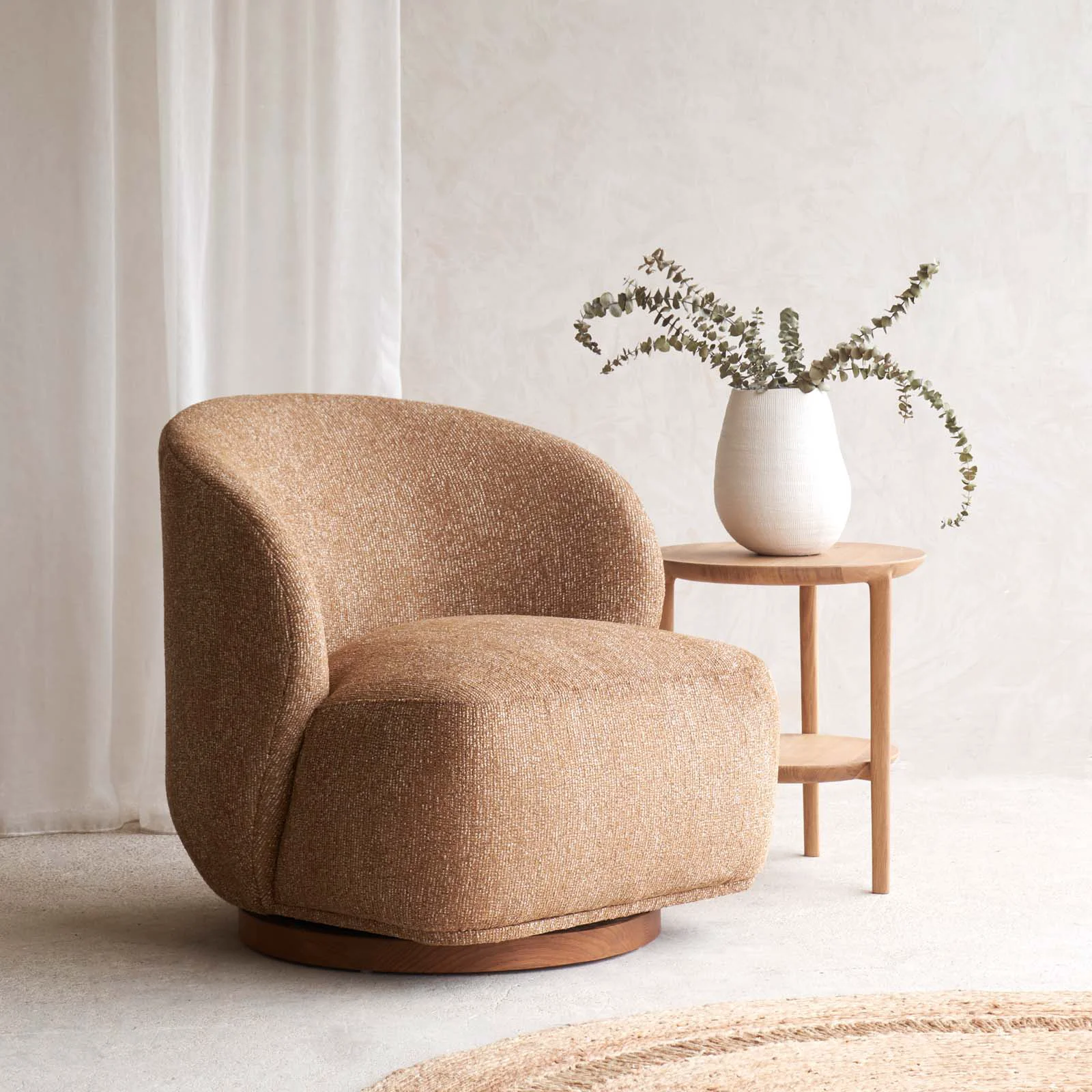 Responsible Sienna Fabric Swivel Armchair Amber Superior
