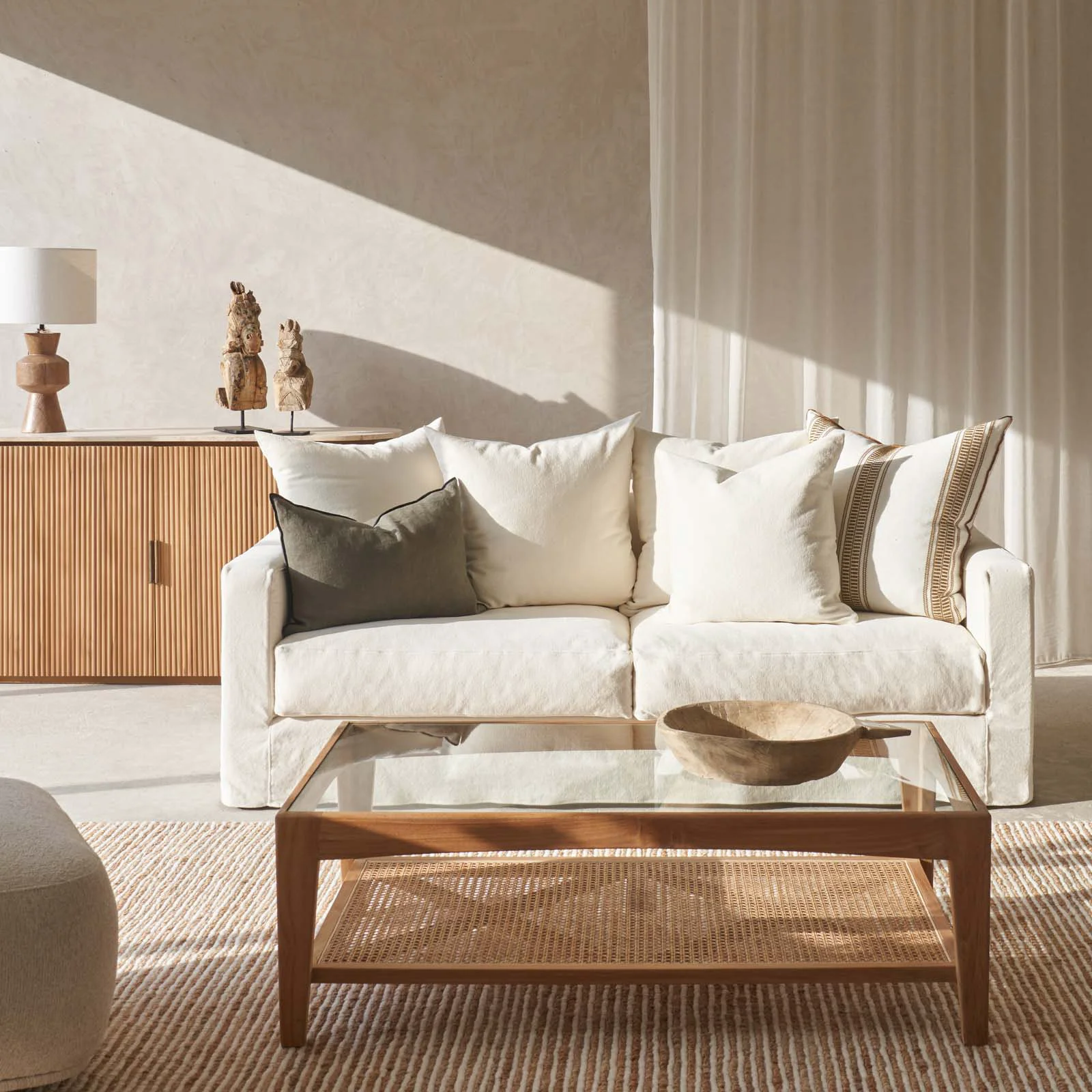 Green Sloopy Fabric Sofa 2.5 3 Seater - Blanc Selected