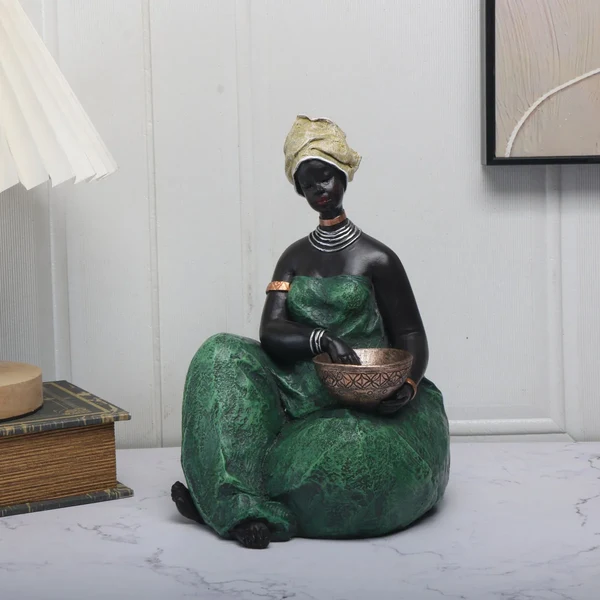 Green The Serene Spirit African Woman Figurine Responsible
