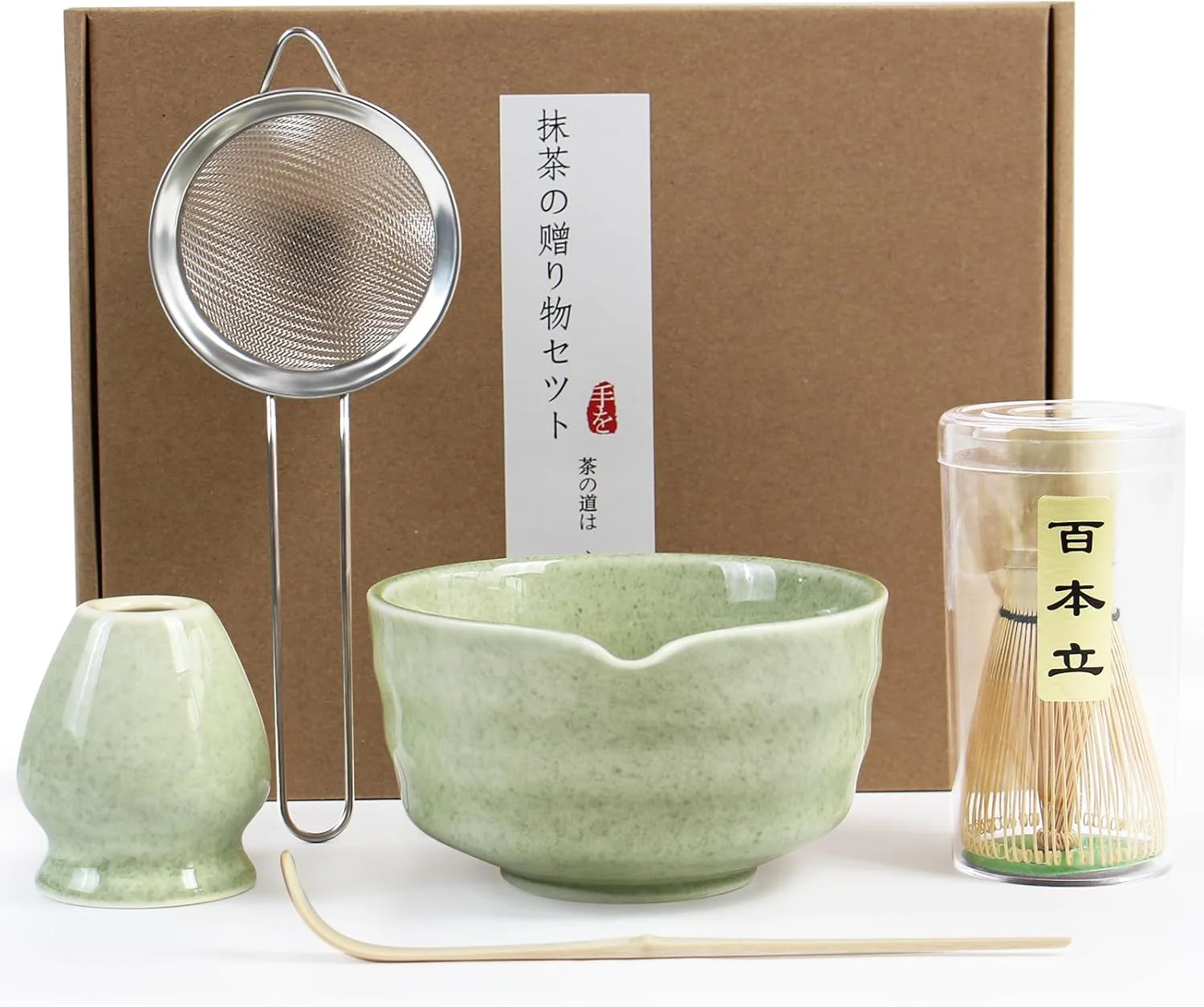 Practical Matcha Whisk Set - Premium Complete Ceremonial Grade Matcha Set with Bamboo Whisk Matcha Bowl with Spout Scoop Sifter Holder Sophisticated