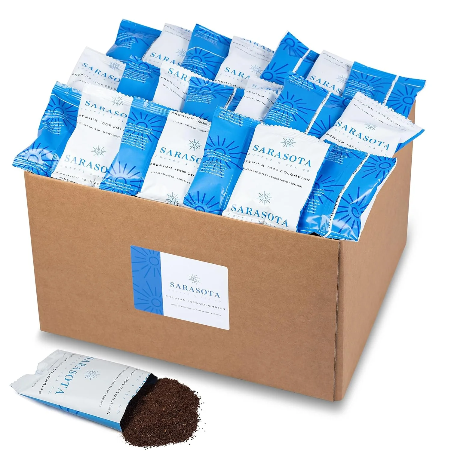Original Colombian Coffee Packets – Medium Roast Ground 2oz Bulk Portion Packs for 12-Cup Drip Maker Pre-Measured Fractional Bags 100 Count Secure