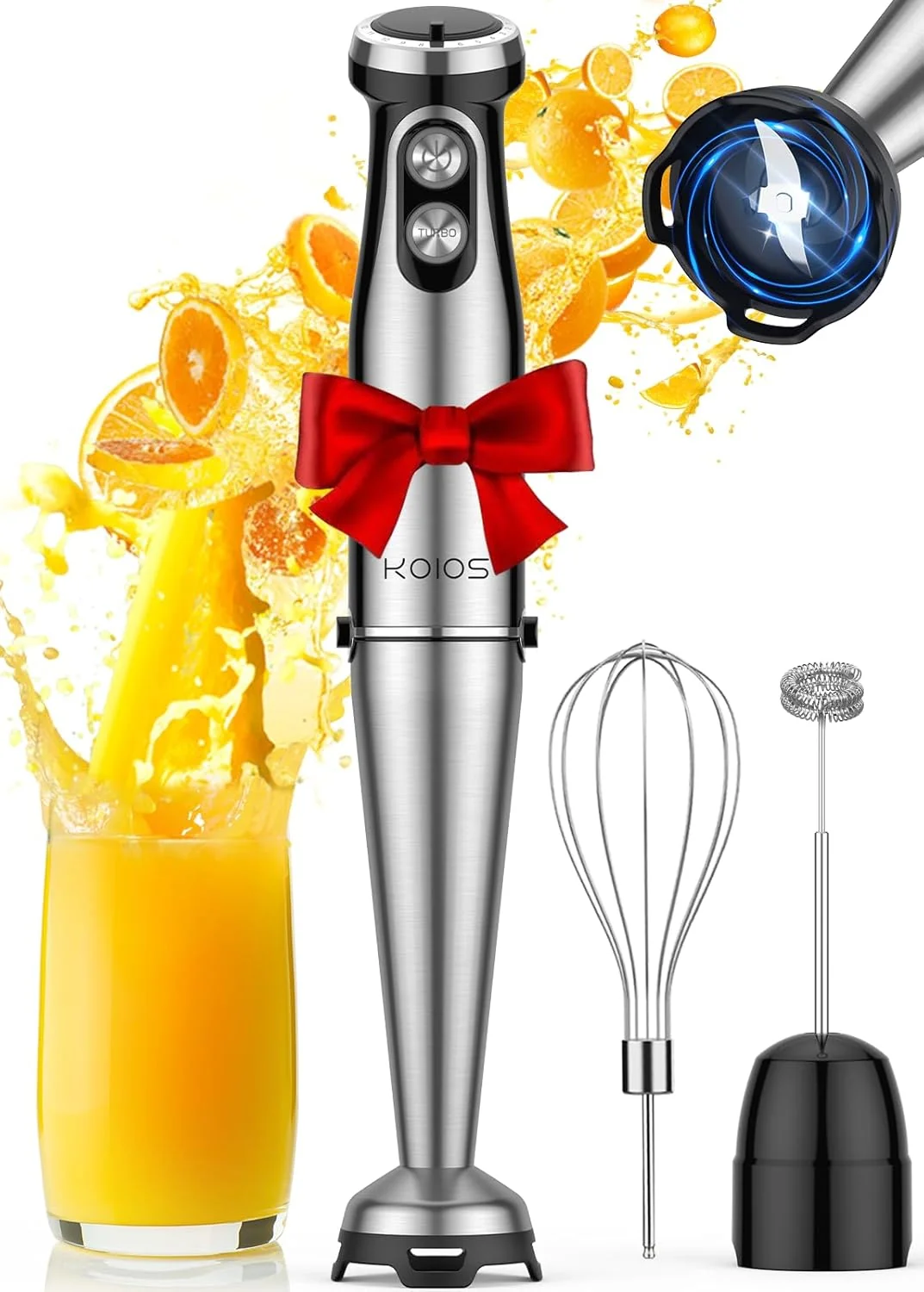Outstanding Koios Immersion Blender 1000W Anti-scratch 3-in-1 Hand Blender Upgraded 12 Speed Stainless Steel Blade Stick Blender with Turbo Mode Contemporary