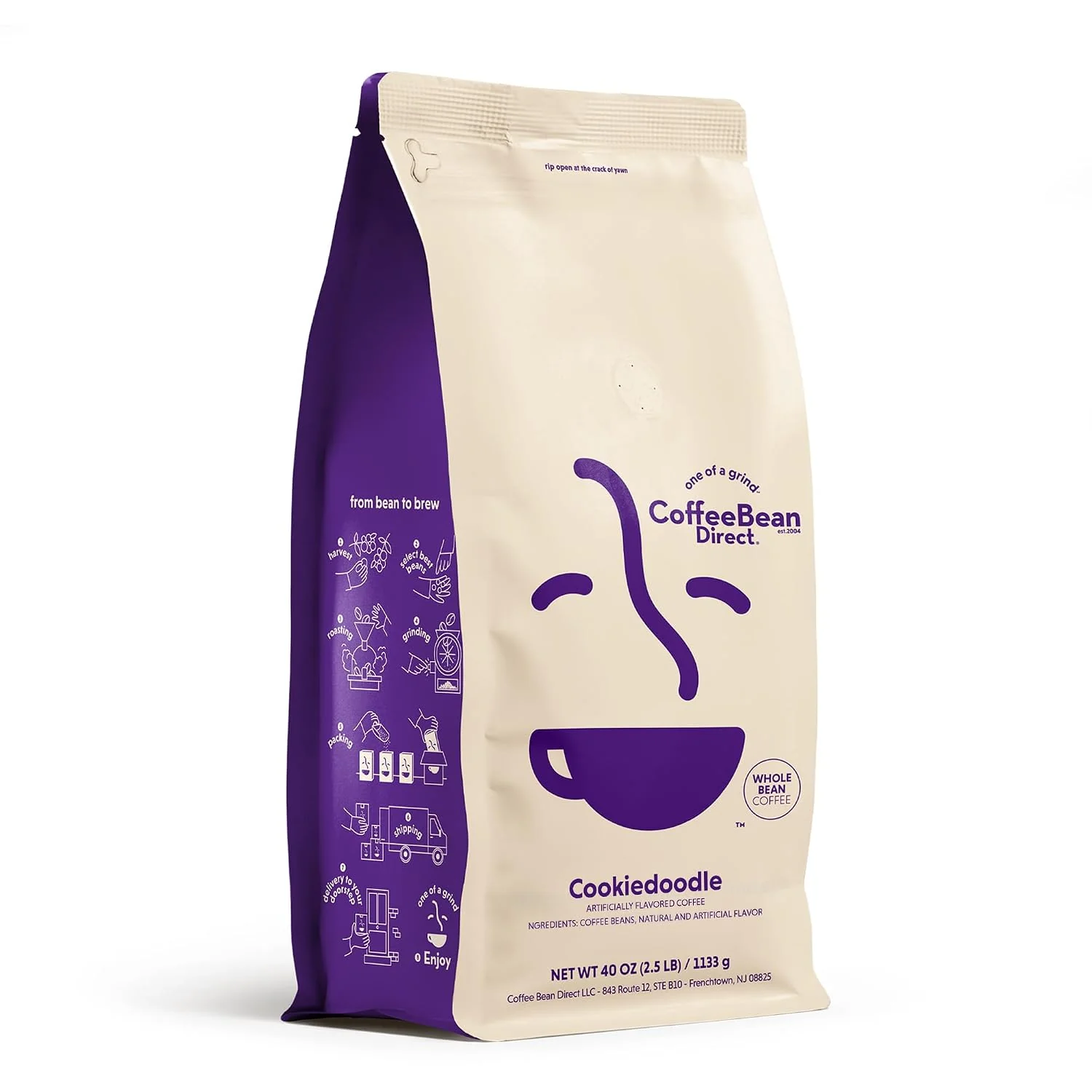 Fashionable Coffee Bean Direct Cookiedoodle Flavored Whole Bean 2.5lb Bag Light Roast Chocolate Hazlenut Cinnamon Flavored Coffee Beans Advanced
