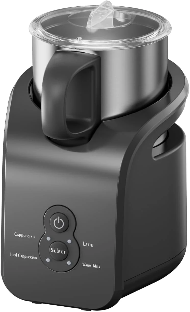 Excellent Milk Frother - Electric Steamer 4-in-1 Automatic Warm and Cold Cappuccino Foam Maker 12.5oz Milk Warmer for Latte Macchiato Stainless Steel Artisan