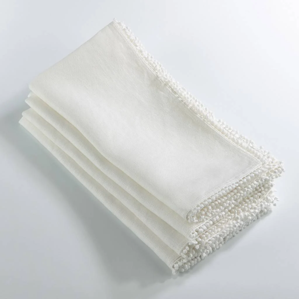 Trusted Pompom Design Napkin Ivory - Set Of 4 Powerful