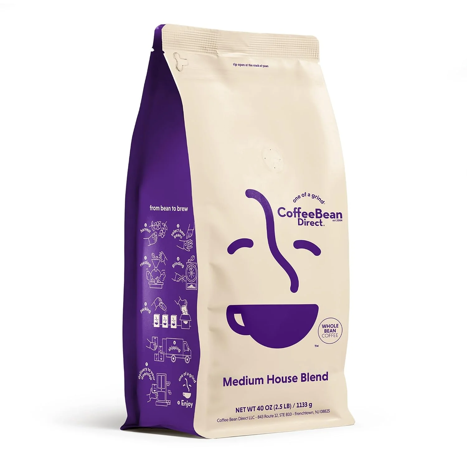 Solid Coffee Bean Direct Medium House Blend Whole Bean 2.5lb Bag Medium Roast Signature Blend Smooth amp Balanced Comfortable