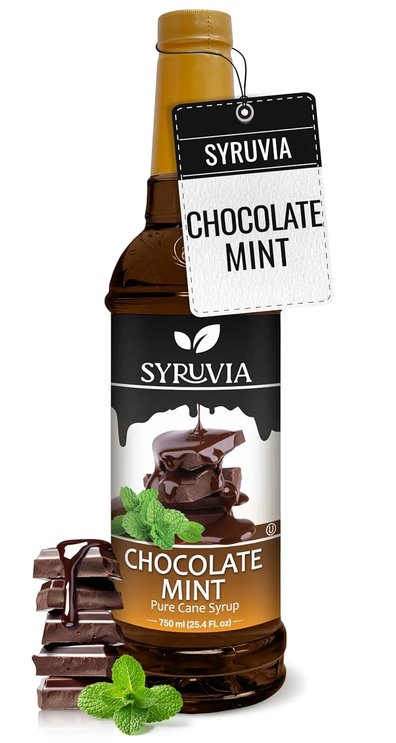 Organic Syruvia Chocolate Mint Coffee Syrup - 25.4 fl oz - Kosher Coffee Syrups Gluten No Coloring for Drinks Soda Shakes Desserts Next-Generation