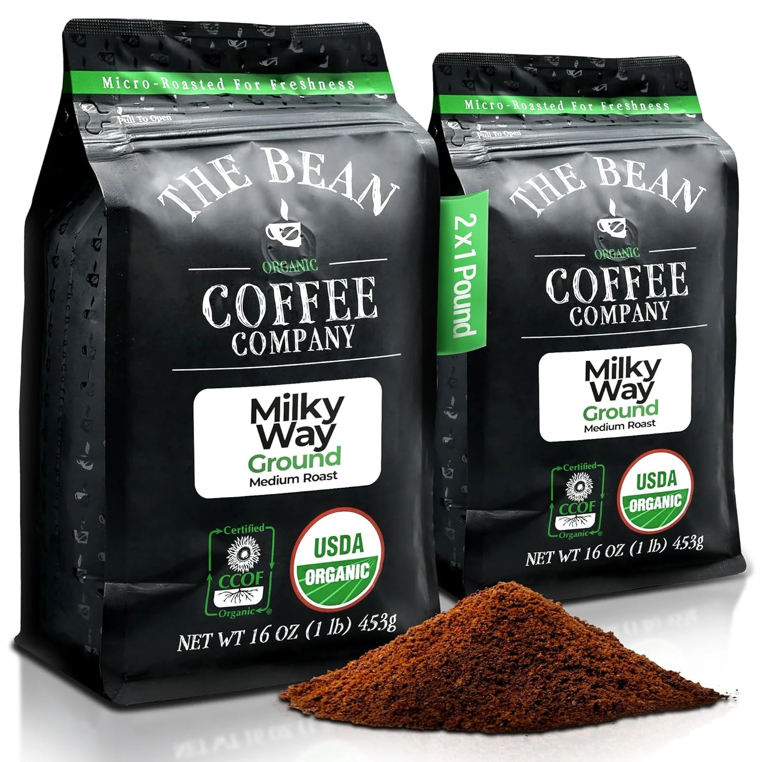 Exclusive The Bean Organic Coffee Company Milky Way Medium Roast Ground Coffee 16-Ounce Bags Pack of 2 Café molido tostado orgánico High-Performance