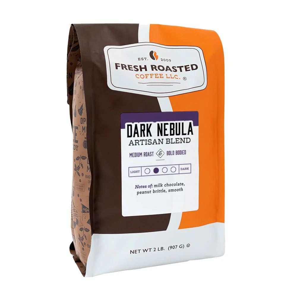 Certified Fresh Roasted Coffee Dark Nebula 2 lb 32 oz Medium Roast Kosher Whole Bean Powerful