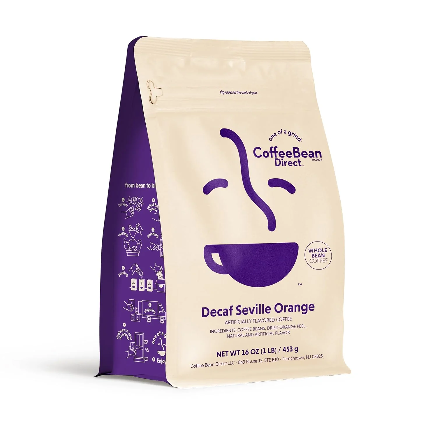 Proven Coffee Bean Direct Decaf Seville Orange Flavored Whole Bean 1lb Bag Light Roast Zesty amp Vibrant Flavored Cofffee Beans Decaffeinated High-Performance