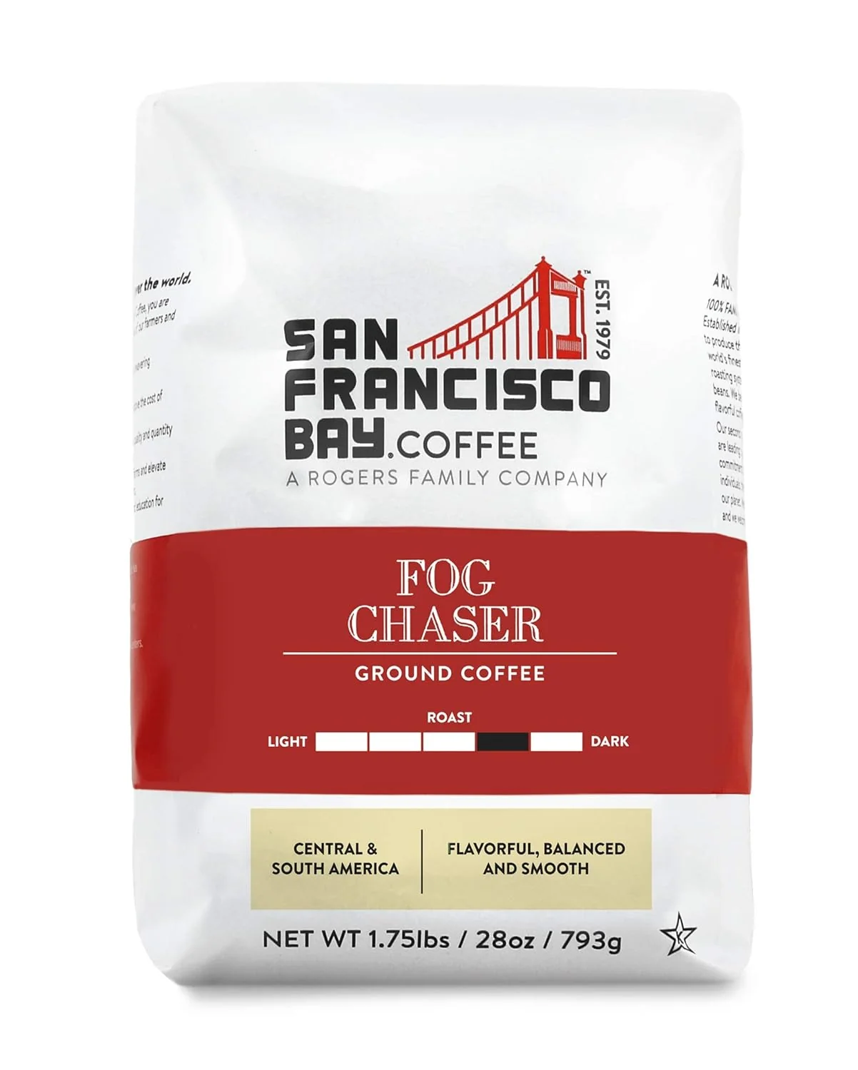 Breathable SF Bay Coffee Fog Chaser 28 Ounce Ground Medium Dark Roast Quality