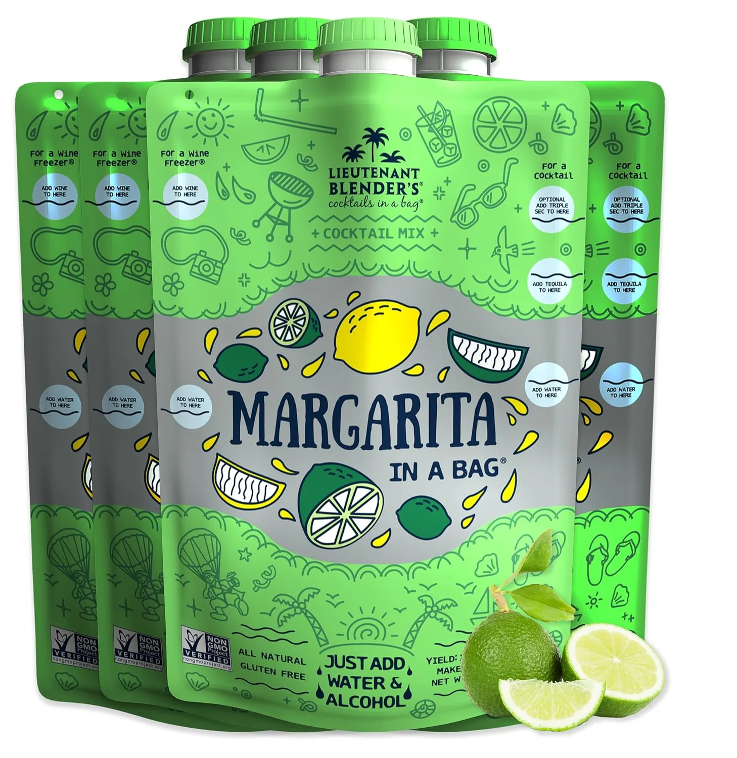 Organic Lt. Blender's Margarita in a Bag - Margarita Mix - Each Bag Makes 1 2 Gallon of Frozen Margaritas – Non-GMO Cocktail Mix - No Blender Needed Exclusive