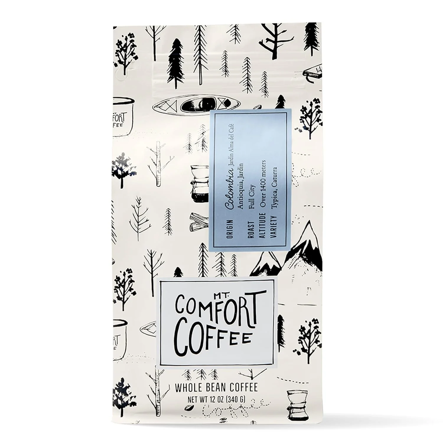 Stylish Mt Comfort Coffee Colombia Full City Roast 12 oz Bag - Bold Robust Arabica Beans from Colombia Full City Roasted for Rich Flavor Authentic