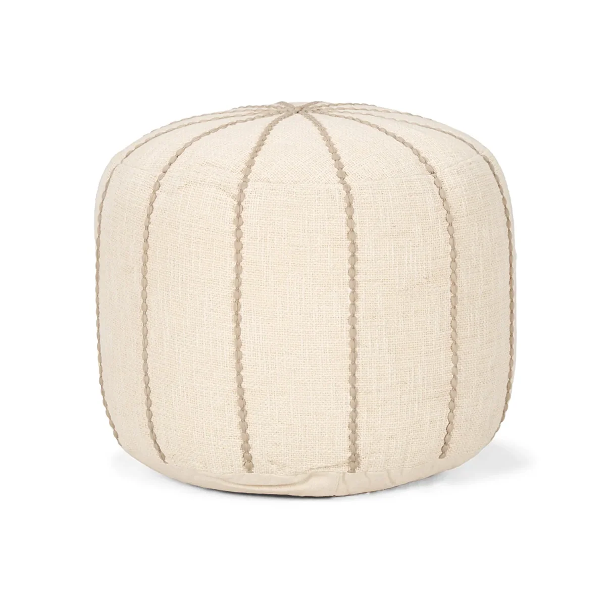 Versatile Sachi Beige w Stitching Pouf Crafted