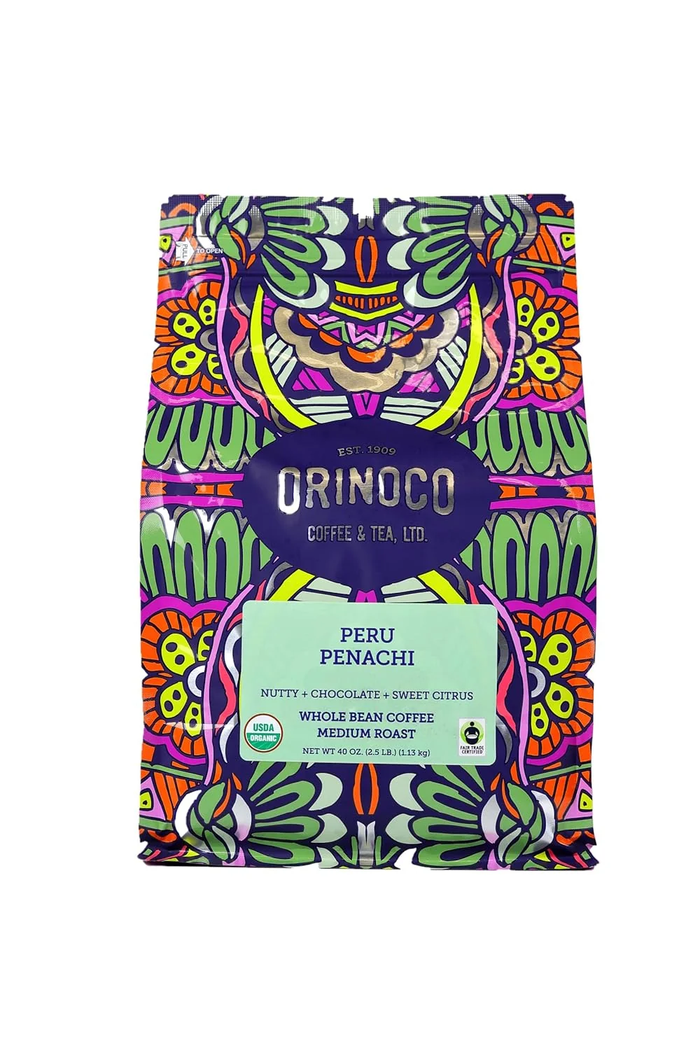 Durable Orinoco Organic Fair Trade Peru Medium Roast Coffee Beans Premium Material