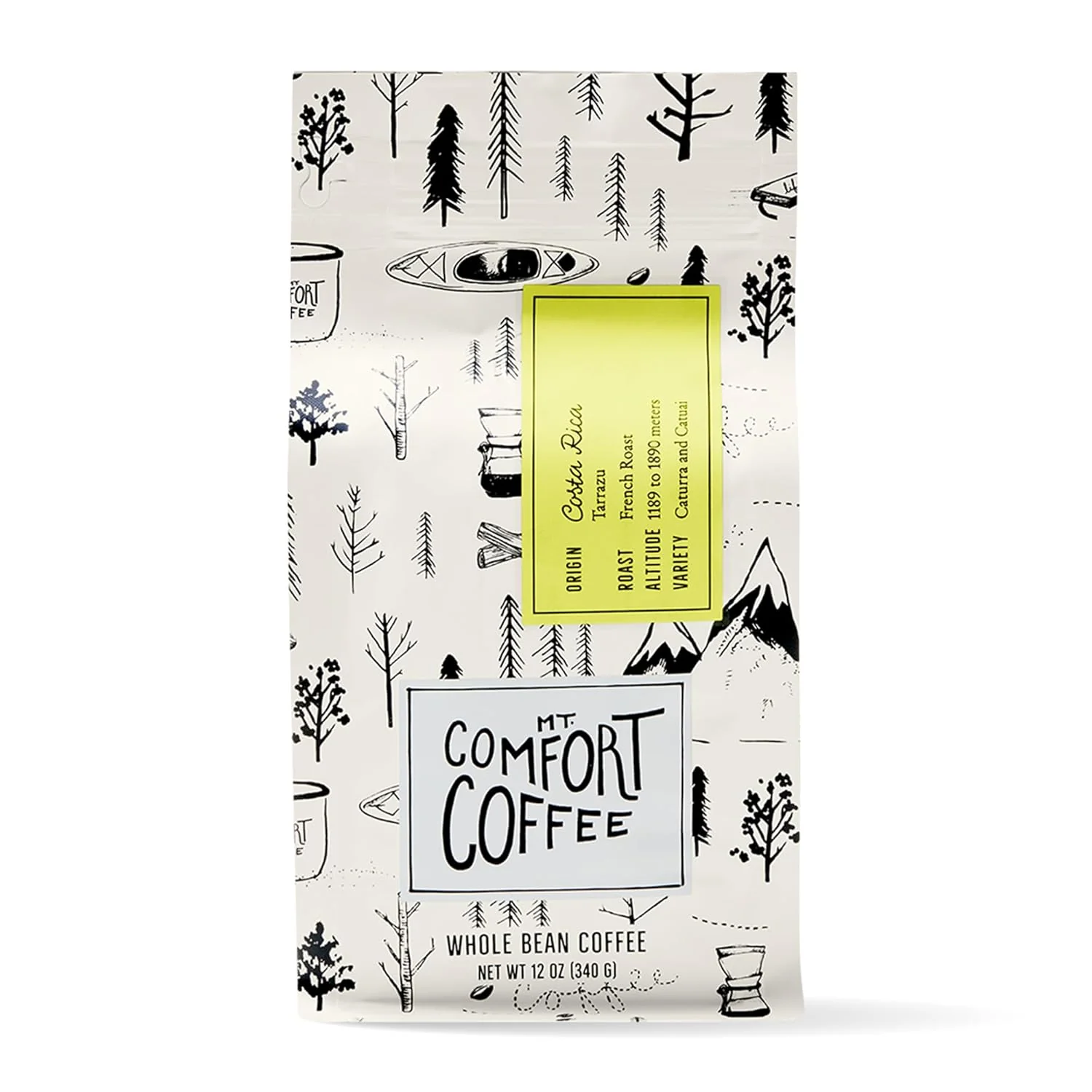 High-Quality Mt. Comfort Coffee Costa Rica French Roast 12 Ounce - Notes of Citrus Tropical Fruit Brown Sugar - Premium Roasted Whole Beans Recyclable
