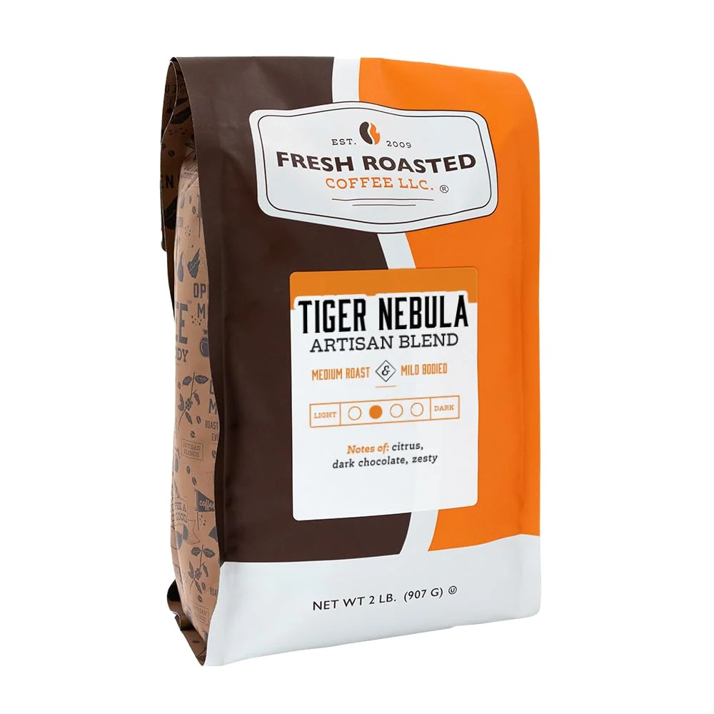 User-Friendly Fresh Roasted Coffee Tiger Nebula 2 lb 32 oz Medium Roast Kosher Whole Bean High-Quality