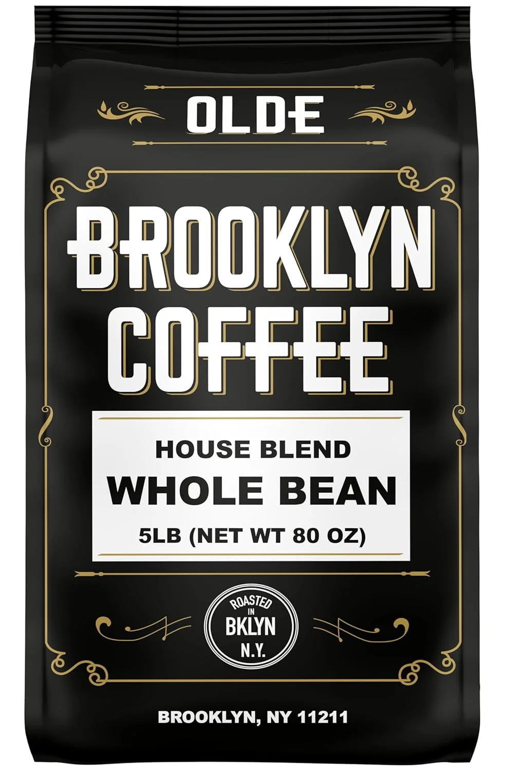 Professional Brooklyn Coffee Whole Bean House Blend Medium Roast 5lb Balanced Breakfast Classic - Fresh Bulk Coffee Beans Roasted Weekly in NYC Advanced