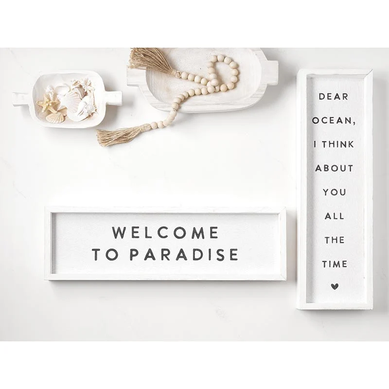Versatile Welcome To Paradise Wooden White Painted Sign Elite