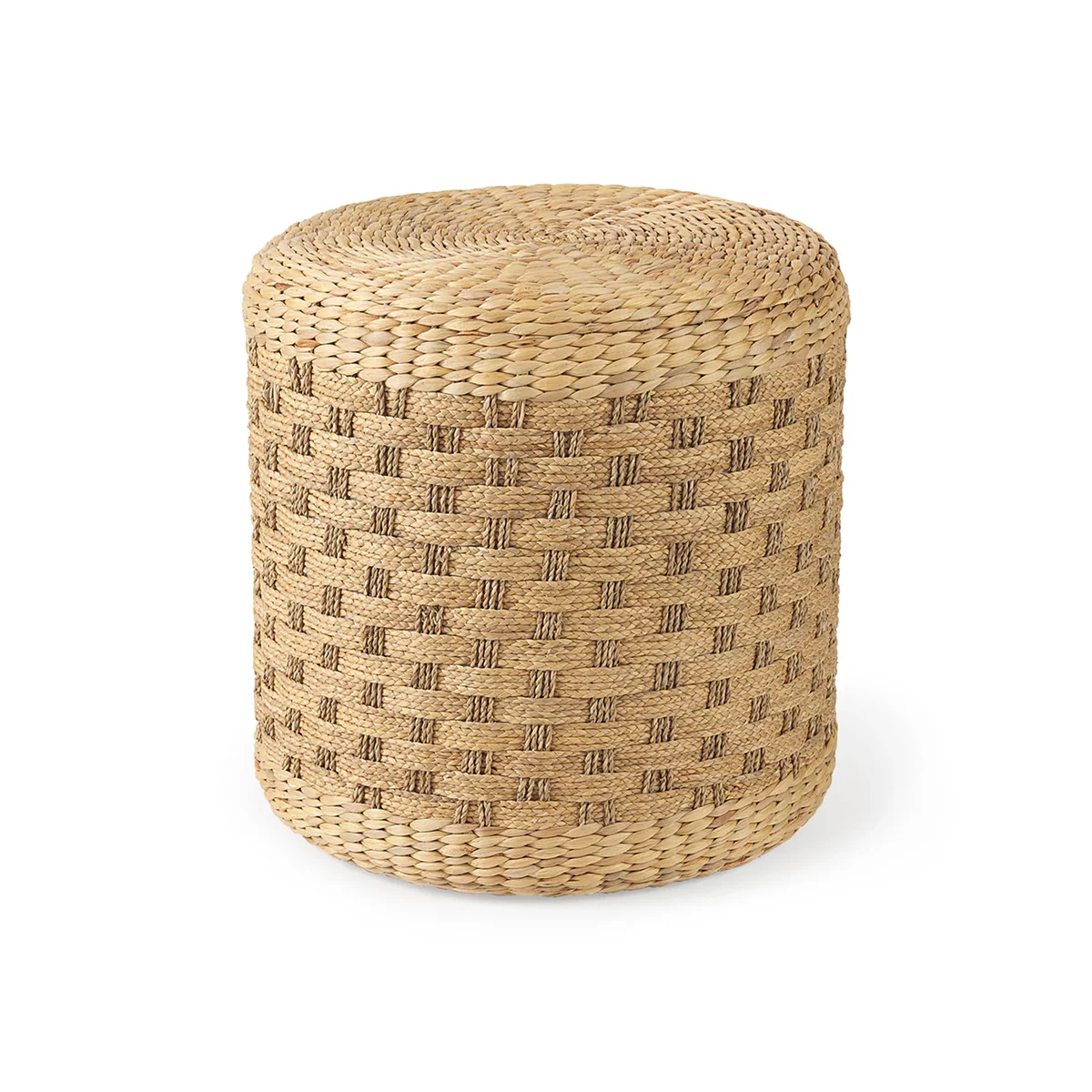 Fine Crafted Michelle Light Brown Woven Seagrass Round Pouf Breathable