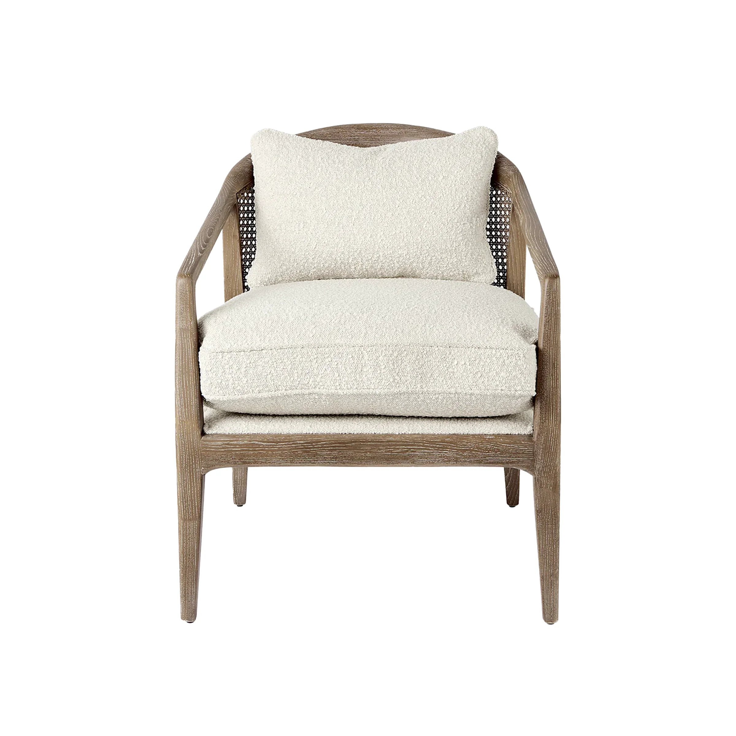 Detailed Emil Light Brown Wood W Cream Fabric Seat and Cane Back Accent Chair Efficient