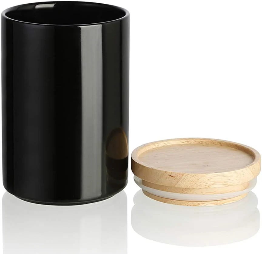 Optimized Sweejar Kitchen Canisters Ceramic Food Storage Jar Stackable Containers with Airtight Seal Wooden Lid for Serving Ground Coffee Tea Sugar Responsible