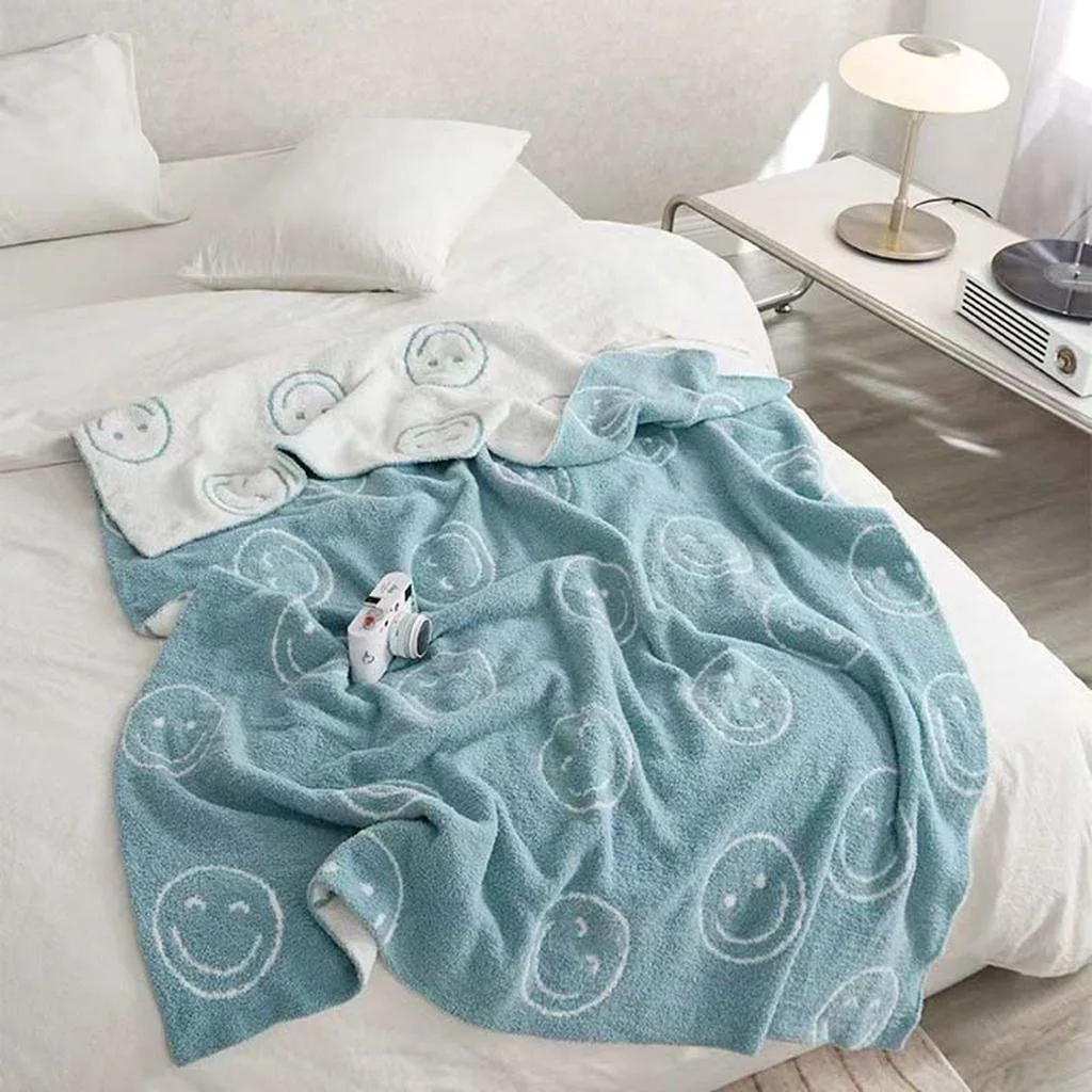 Next-Generation Smiley Face Blanket - Baby Blue Certified