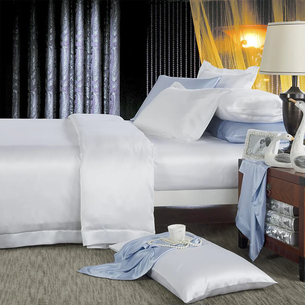 Elite 19 Momme Silk Duvet Cover Set - White Top-Quality
