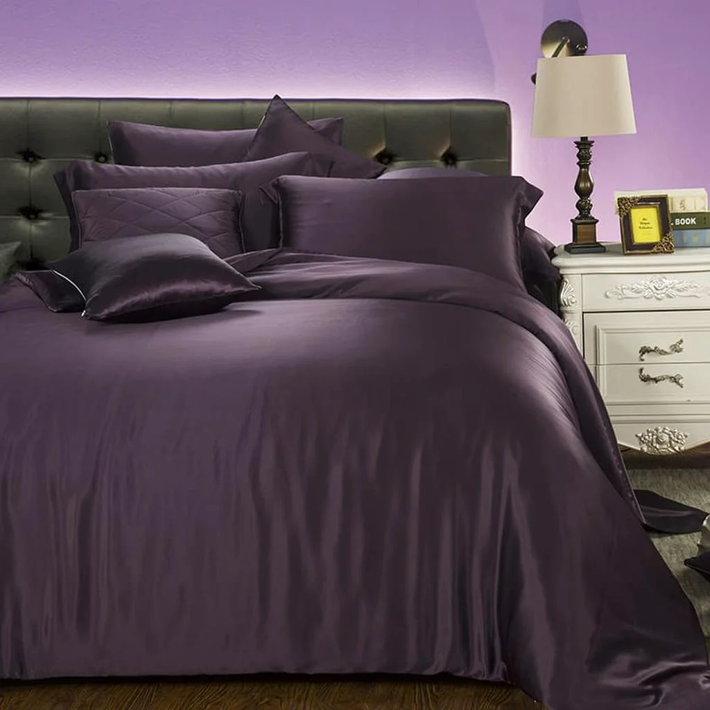 Next-Generation 19 Momme Silk Duvet Cover Set - Purple First-Class